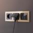 WL07-SW-2G-2W-LED Выключатель двухклавишный проходной с подсветкой (серо-коричневый)